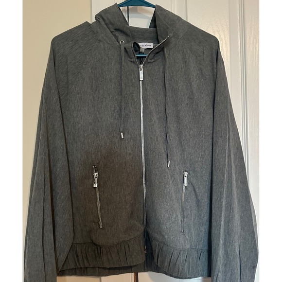 Calvin Klein Women's Modern Essentials Grey Lightweight Zip Up Jacket Size L NWT - Picture 2 of 6